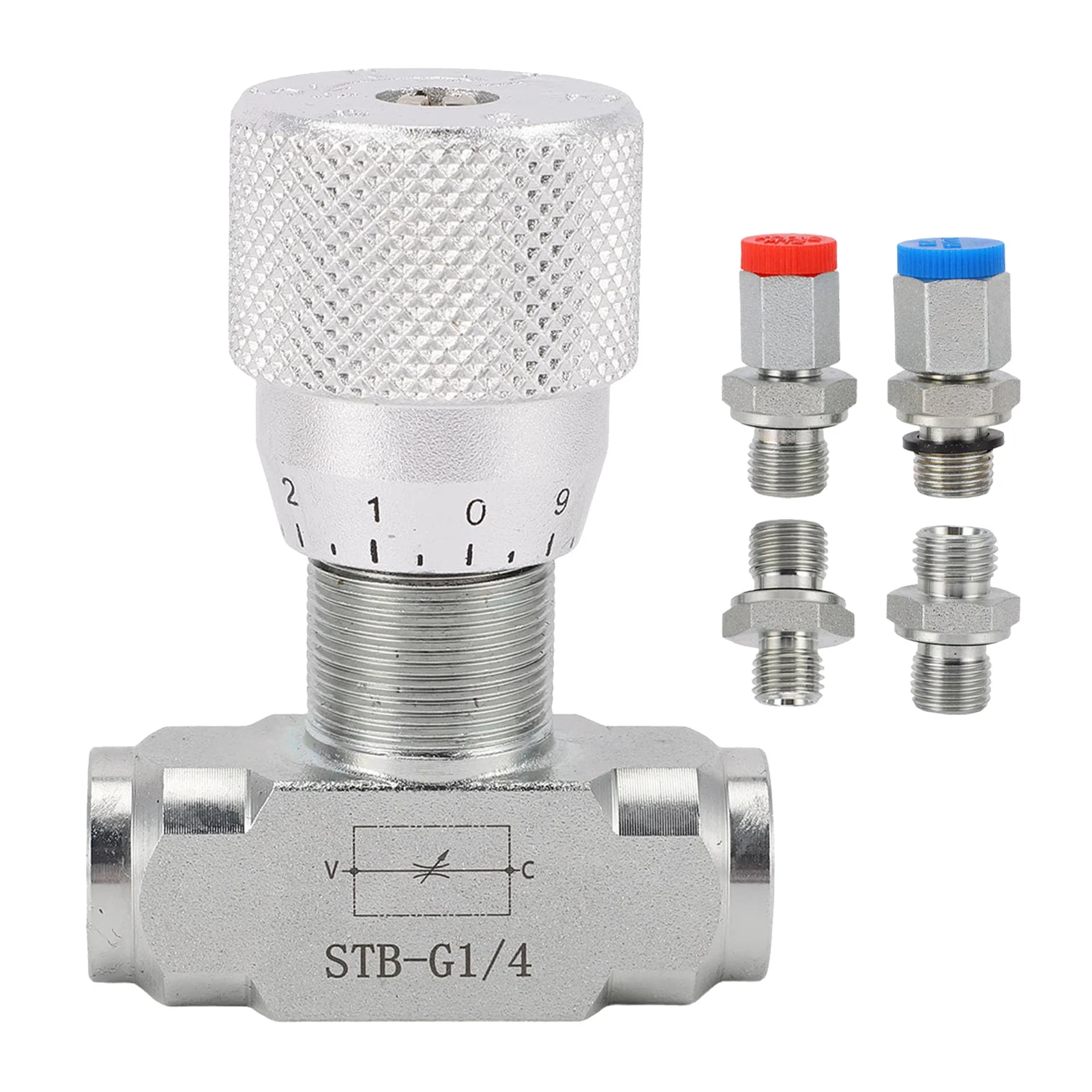 Precision Hydraulic Throttle Valve G1/4 Port For 0.8t To 2t Excavators Flow Regulator Replacement Part With 06L 08L Adapters