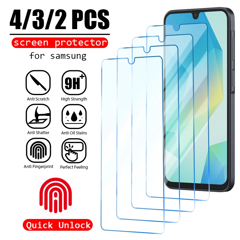 Protecteur d'écran en verre guatémaltèque pour Samsung, S24 Ultra, S23, S22, S21 Plus, A14, A53, A52, A51, 5G, A12, S21, S20 FE, 5G, 4 pièces, 3 pièces, 2 pièces