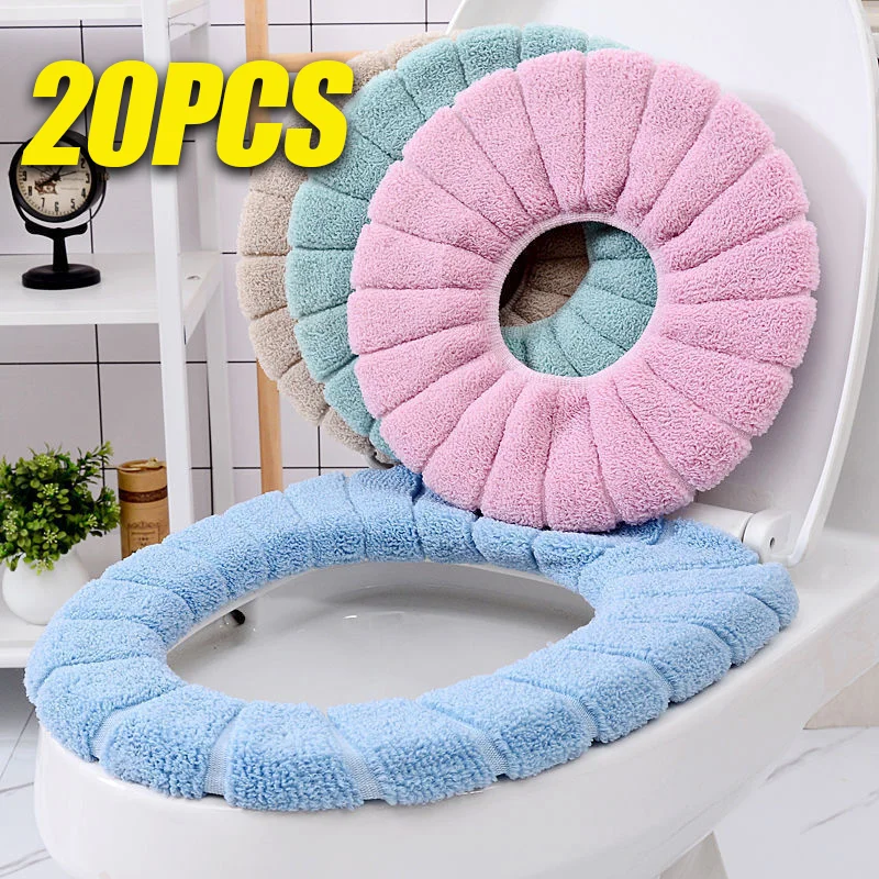 20PCS Toilet Seat Cushion Household Winter Thickened Plush Toilet Seat Cushion Toilet Seat Warmer Seat Cushion Toilet Seat Cover