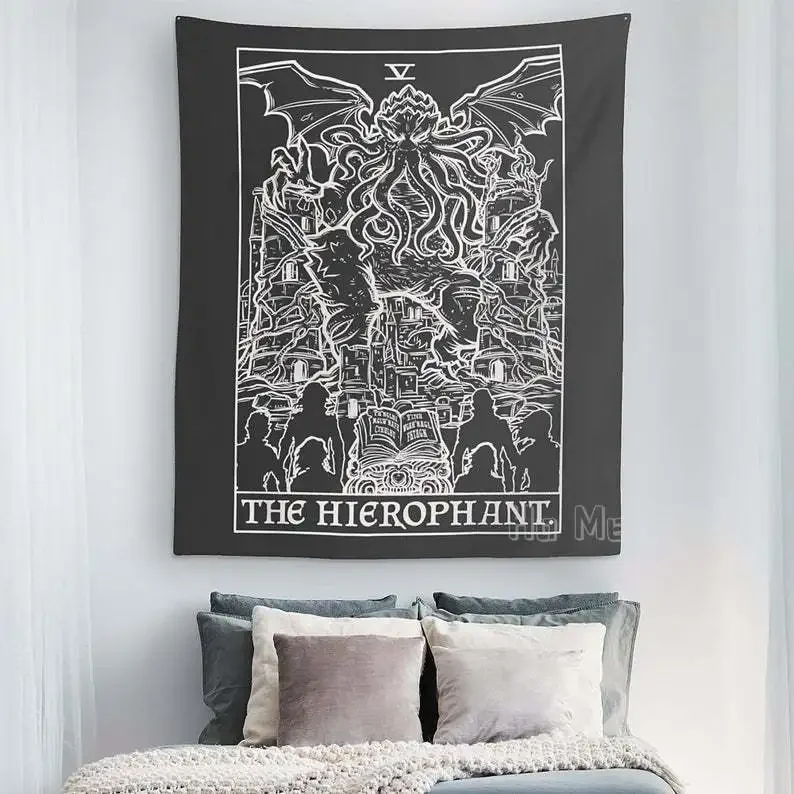 The Hierophant Tarot Card Tapestry Cthulhu Art Halloween Home Decor Horror Witch Wall Hanging