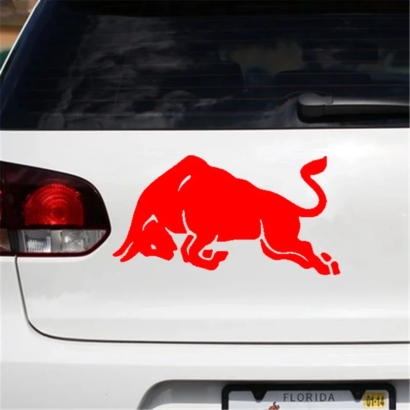 Pegatina y calcomanía divertida para coche con diseño de toro enojado, pegatinas de vinilo blancas/negras para coche