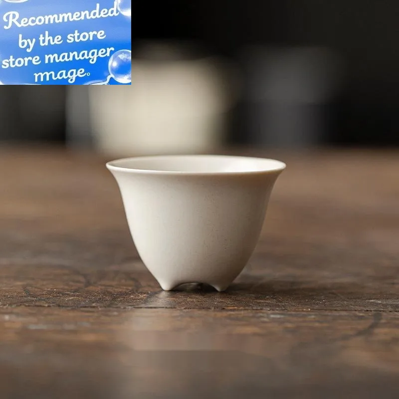 

2pc/lot Plant Ash Three-legged Teacup Japanese Handmade Master Cup Zen Set of Cup Meditation Cup Chinese Tea Set Decoration 50ml