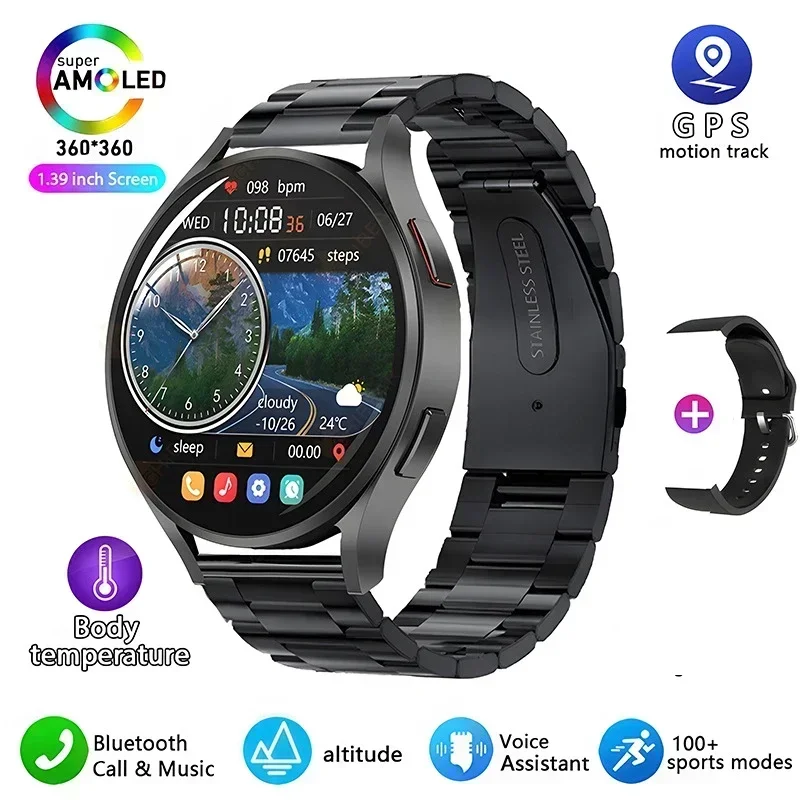 For Huawei Xiaomi Smartwatch Men Galaxy Fitness Tracker S3 Smartwatch 2024 New Watch 6 IP68 Waterproof Korean Support GPS Track