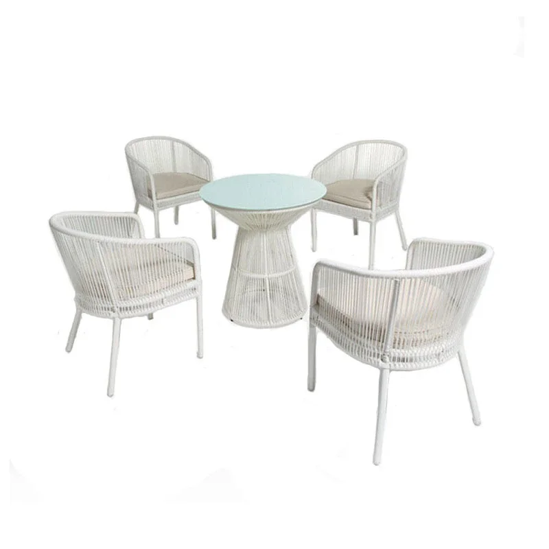 Outdoor furniture minimalist modern balcony table and chair designer sample rattan art courtyard outdoor table and chair rattan
