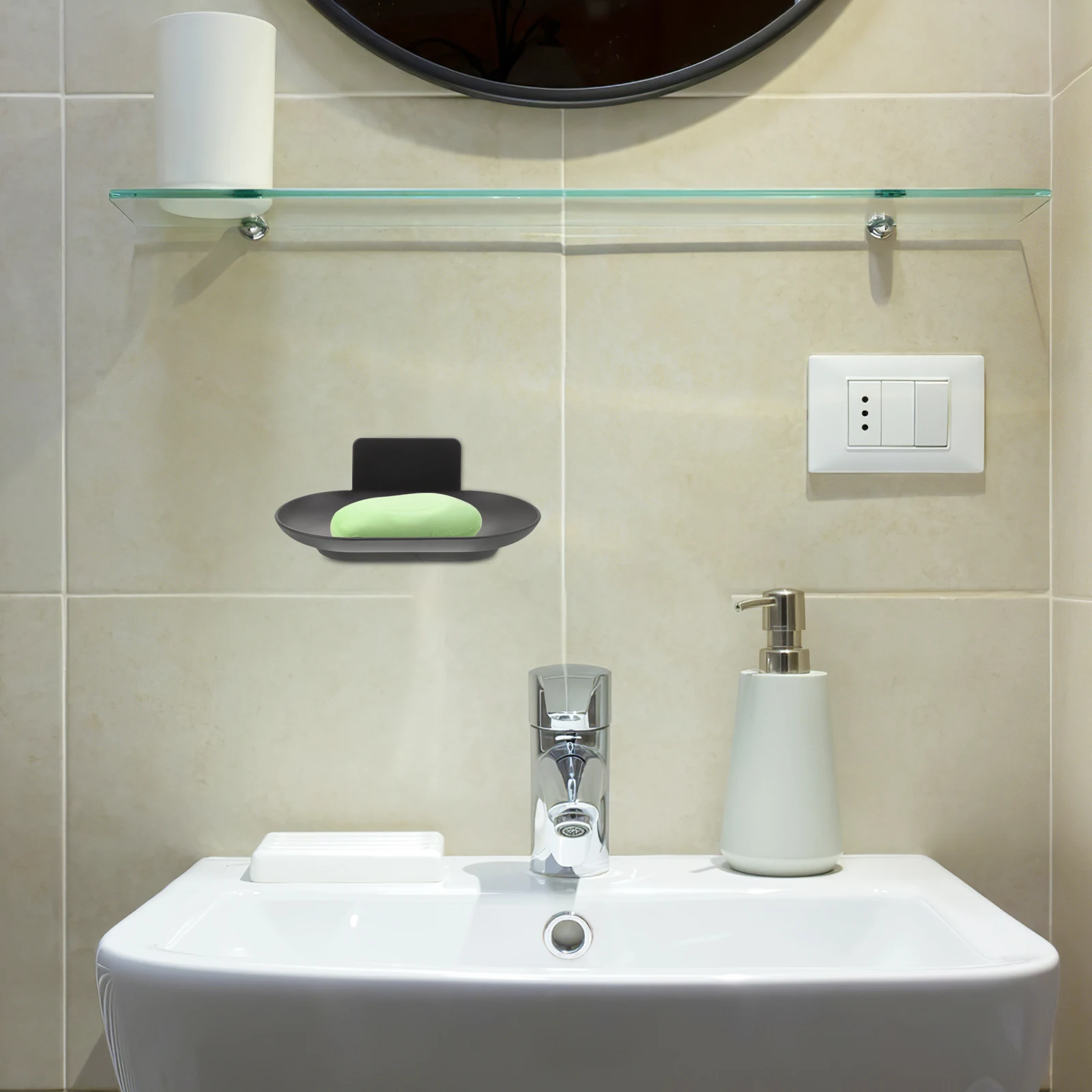 

Space Aluminum Mounted Self Draining Bathroom Holder Adhesive For Home Hotel Use Dish For Shower Wall Mounted Box