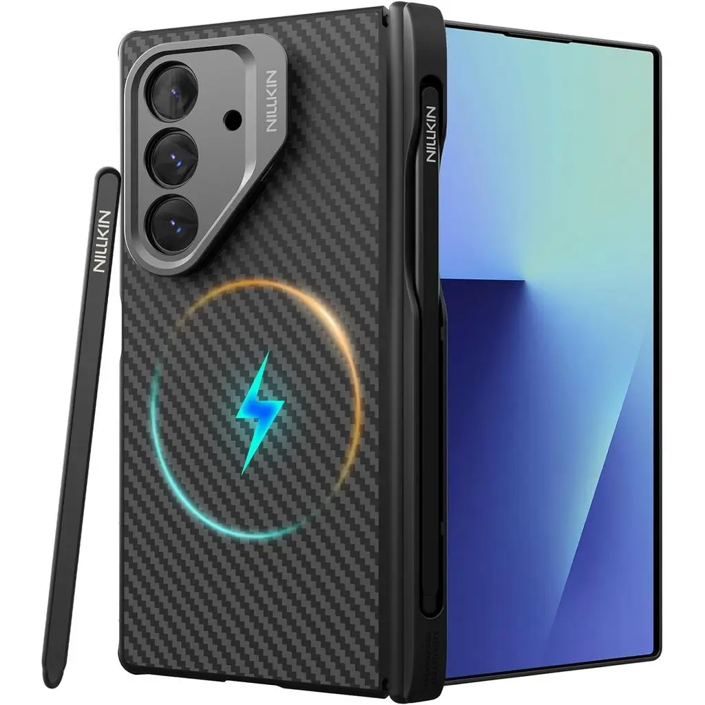 

Nillkin Slim Magnetic Aramid Fiber Case for Samsung Galaxy Z Fold 7 W26 Built-in Writing Pen Adjustable Stand Hinge Protection