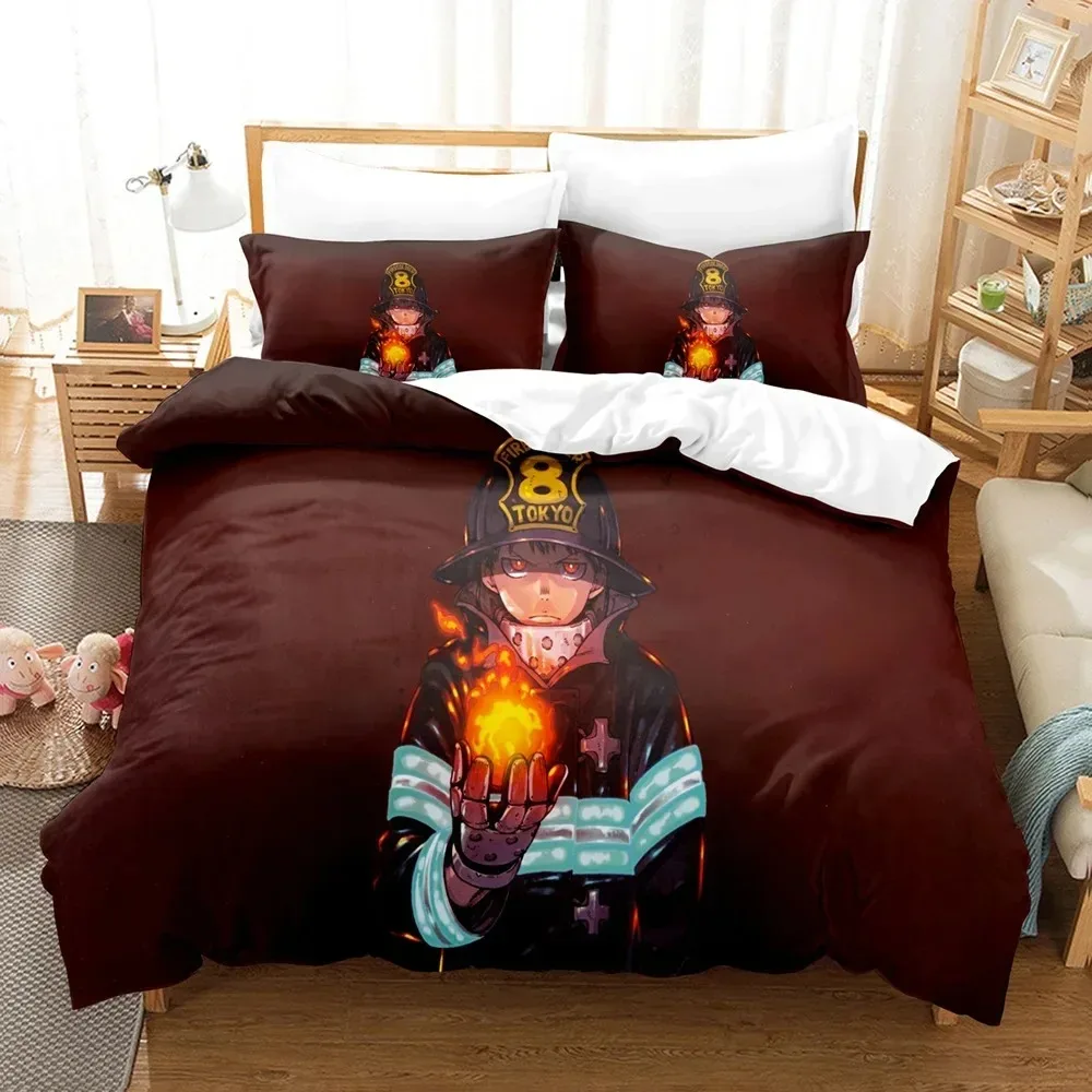 

Fire Force Bedding Set Quilt Cover Twin Full Queen King Size With Pillowcases Anime Bed Set Aldult Kid Bedroom Decor Gift