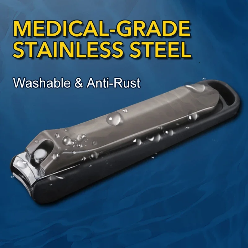 ที่ตัดเล็บสแตนเลสคุณภาพสูง 1 ชิ้น ป้องกันการกระเด็น สีดำ สำหรับตัดเล็บมือ ขนาดใหญ่ สำหรับมืออาชีพ