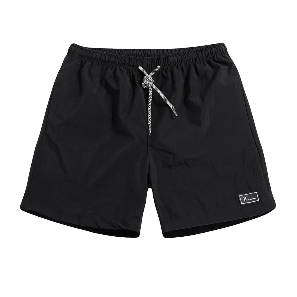 

2024 Drawstring Shorts Men Summer Large Size Thin Fast-Drying Beach Trousers Casual Solid Color Sports Swim Short Pants