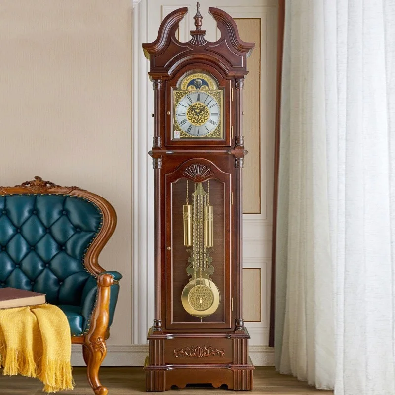 

Floor clock living room solid wood Chinese retro table clock vertical luxury classical