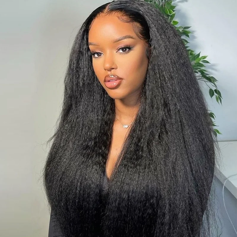 

Brazilian 30 Inch Glueless Remy Afro Kinky Straight Wig Human Hair 13x4 Transparent Lace Frontal Wigs Free DIY For Women Wig