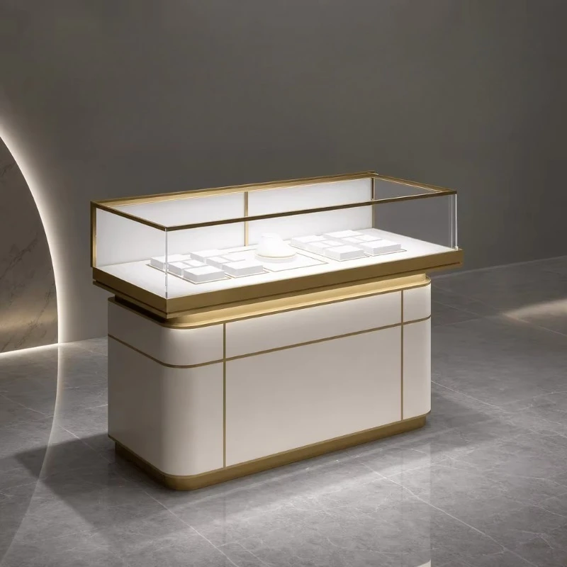 Customizable tempered glass stainless steel display cabinet with LED lighting