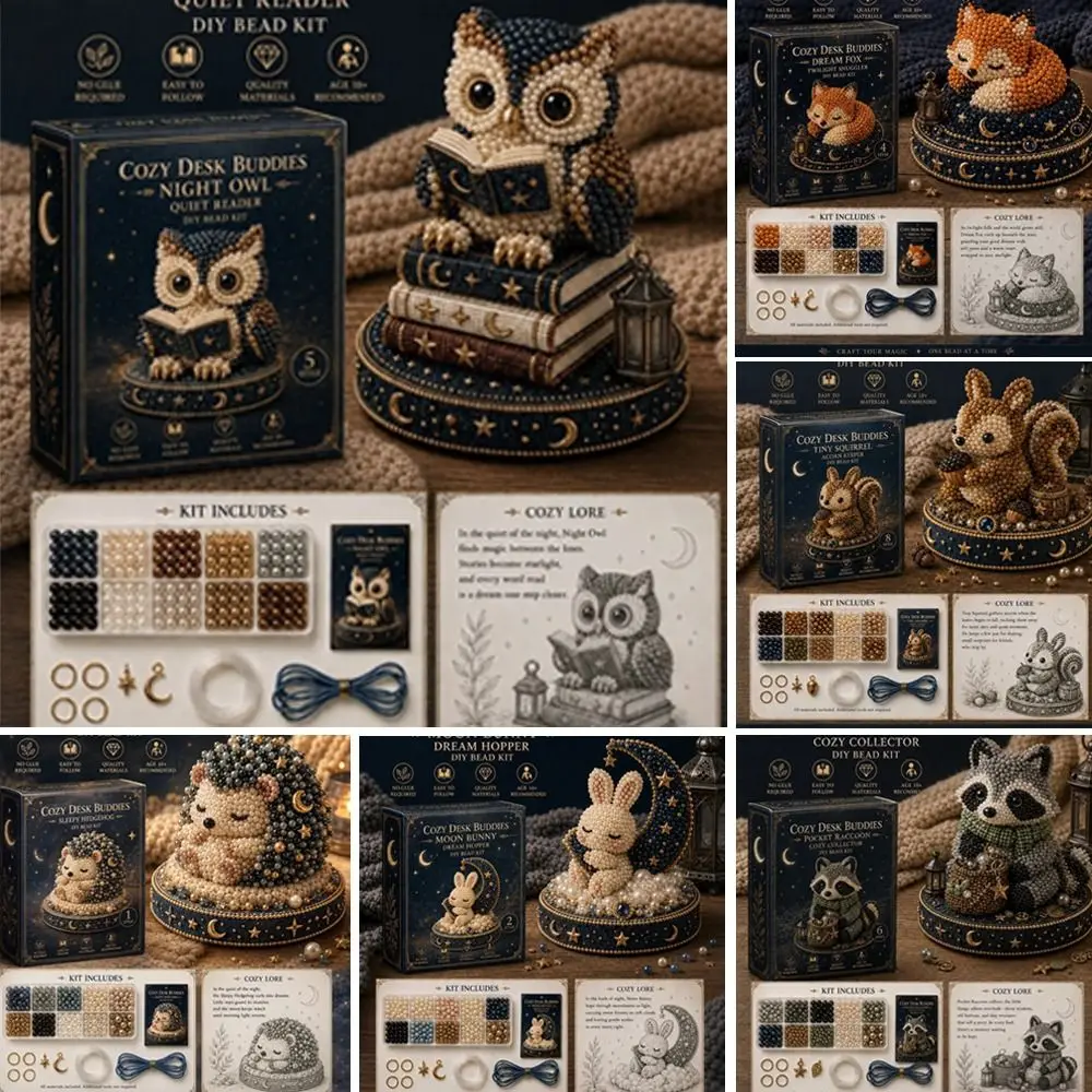3D Design Animal Guardian Beading Kit Handmade Animal Shape Animal Bead Set Material Package with Colorful Beads Bead Craft Set