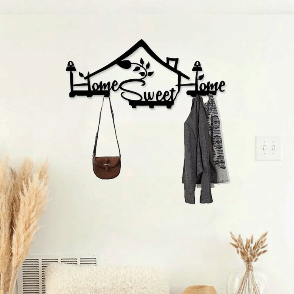 Modern Wall Mounted Coat Rack Home Sweet Home - Modern Coat Rack,Wall Hooks, Entryway Decor,Entryway Wall Hooks