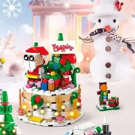 

2025 Advent Calendar Christmas Building Blocks Set Christmas Toys includes Santa Claus Train House Blocks, Gift for Kid Boy Girl