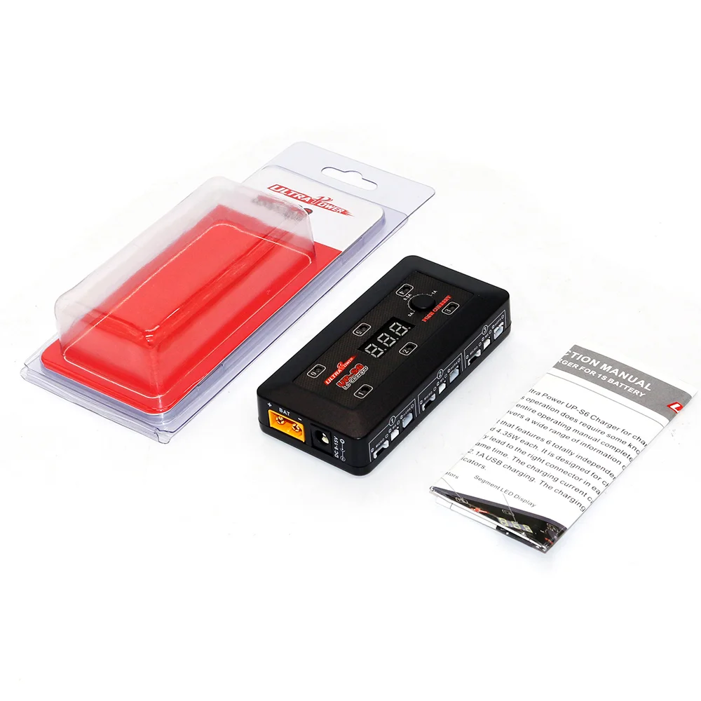 Carregador de bateria UltraPower UP-S6 1S 3.7V Lipo LiHv com porta USB MICRO MX mCPX para quadricóptero de drone de corrida