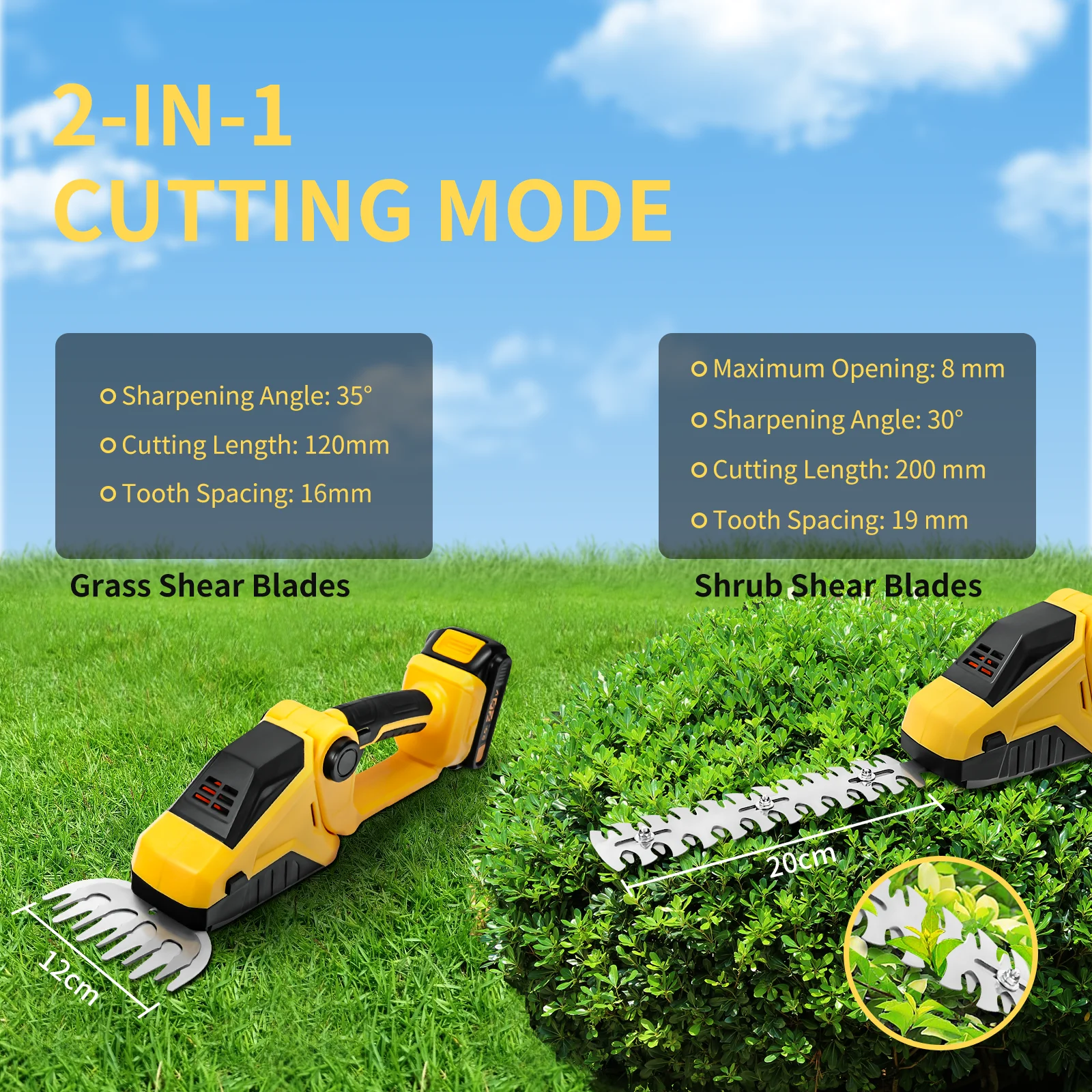 Cordless Hedge Trimmer Electric Grass Trimmer Bush Trimmer Grass Shears Handheld Garden Tool For Dewalt 20V Battery (No Battery)