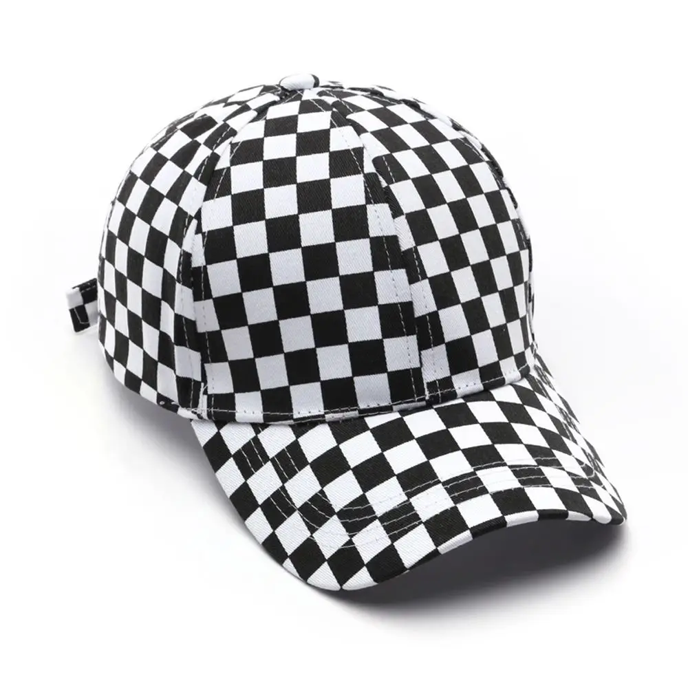 Adjustable For Men Cotton Lattice Solid Color Sun Protection Korean Sun Hat Sports Checker Caps Women Baseball Caps Grid