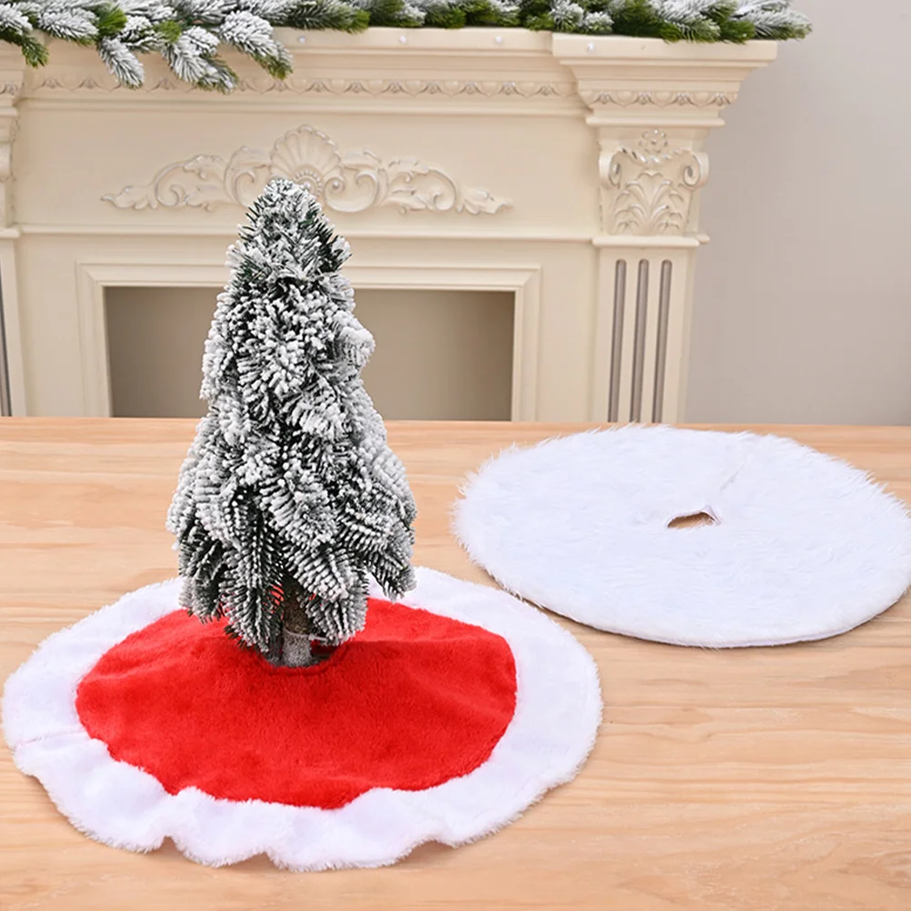 

Ciieeo 2pcs Mini Christmas Tree Skirt Fabric Red Xmas Decoration Base New Year Holiday Home Decor