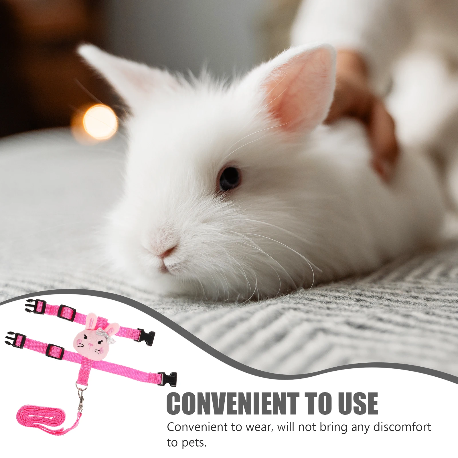 

Pet Leash Rabbit Small Harness Kit Traction Bunny Walking Rope Ferret Soft Outdoor Supplies Adjustable S Size 2 Pieces Set Long