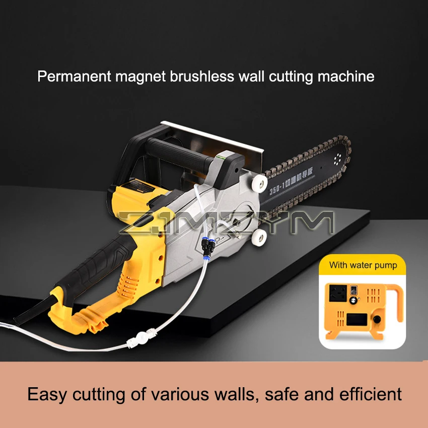Electric Concrete Chain Saw – 5800W/6500W Wall Cutter With 14" Or 19" Cut Depth, 6000 RPM Diamond Chain, Water-Fed Dust Suppression