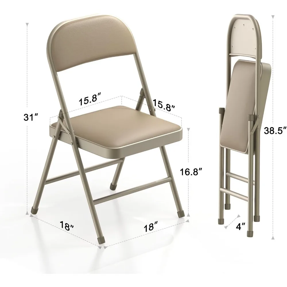 Padded Vinyl Cushion Folding Chairs - Comfortable, Durable Steel Frame for Home and Outdoor Use