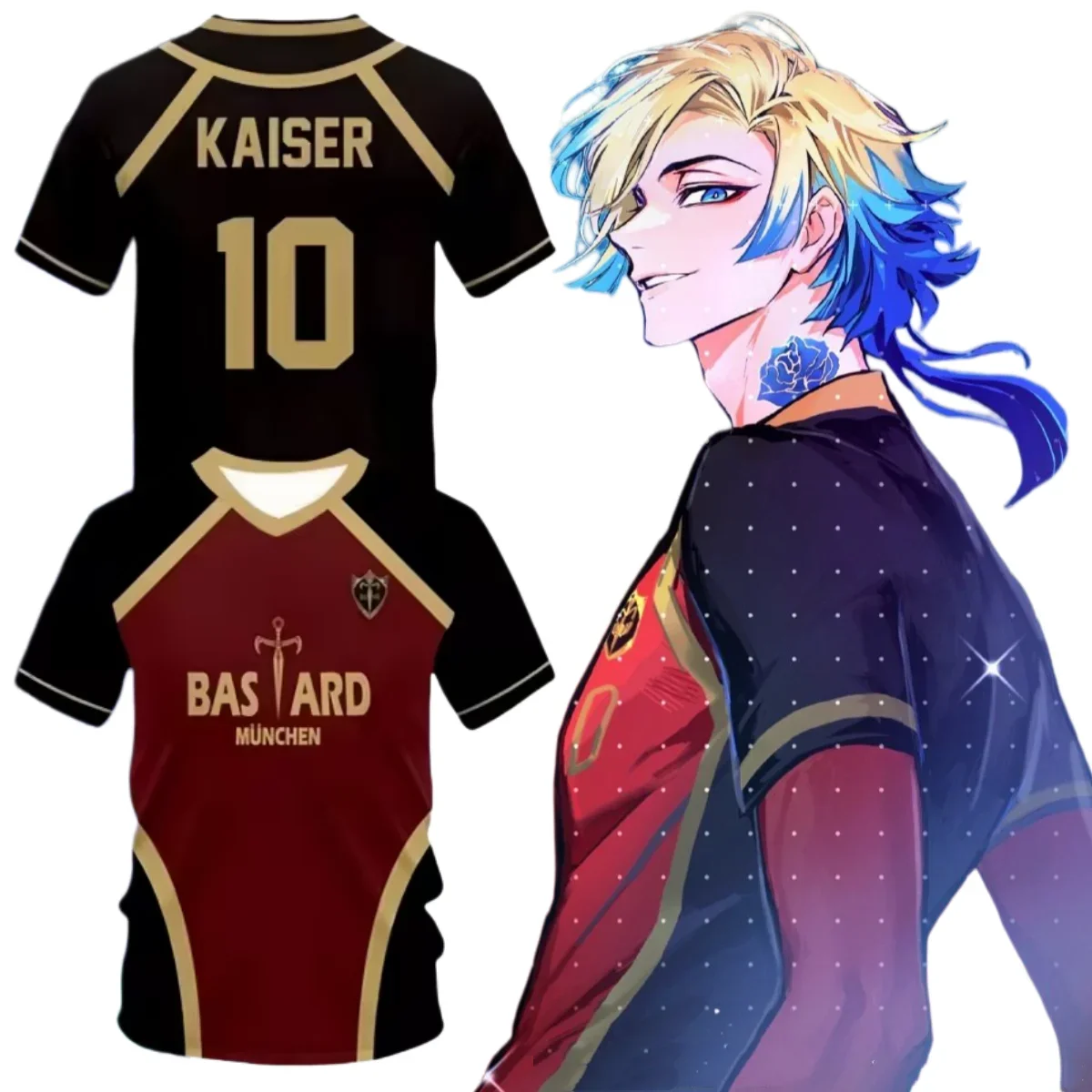 Camiseta de Anime Kaiser, Disfraces de Cosplay, Camiseta de Fútbol Bastard Munchen, Camiseta de Entrenamiento de Fútbol Michael Kaiser, Impresión 3D