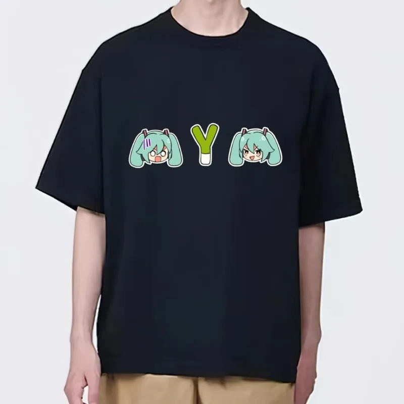 Bilibili H-Hatsune Miku T Shirt Women Couple Combination Clothes Short Sleeve Collar Fashion Man Cotton