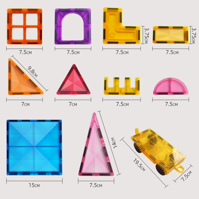 Accesorios de bloques de construcción de hoja magnética, superficie de diamante, ventana de Color, montaje educativo, ladrillos, piezas de repuesto de juguete
