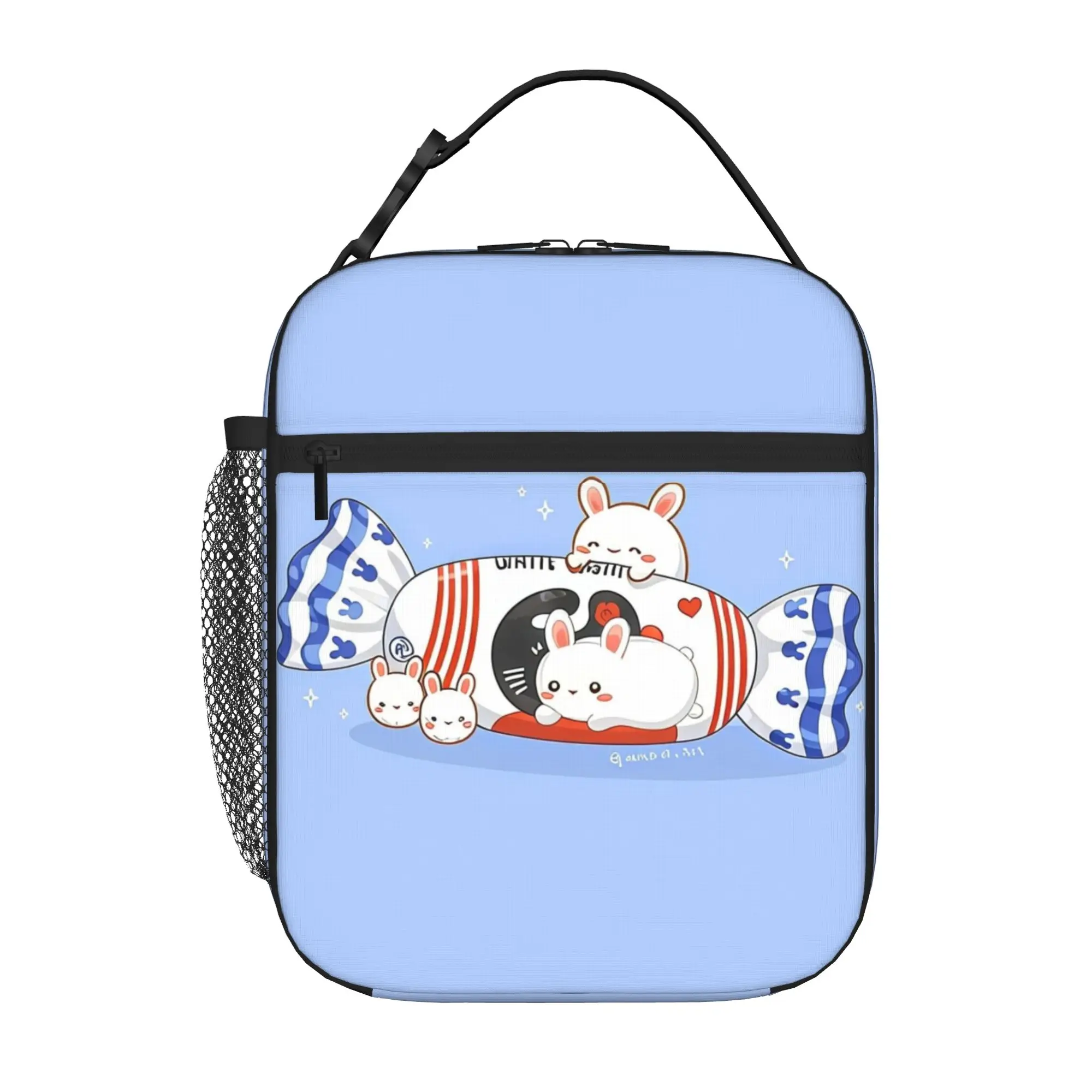 1 Piece Portable Lunch Container treat  Zipper Closure Durable Pocket White Rabbit For Lunch Box Bag