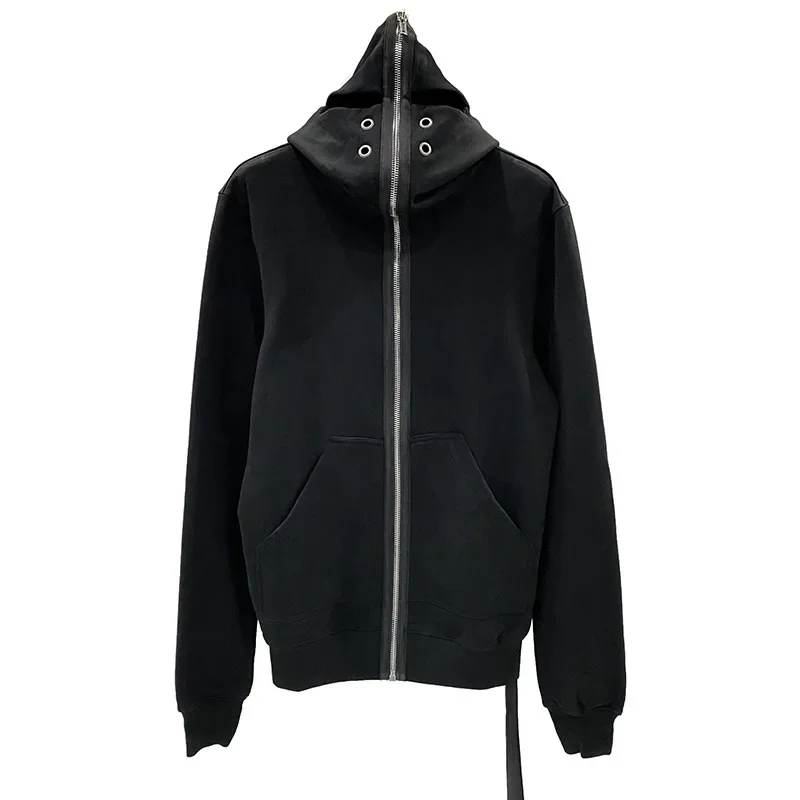 Men Hoodies Sweatshirts Cotton Gothic Zip Women's Clothing Oversized Autumn High Streetwear Black Jacket