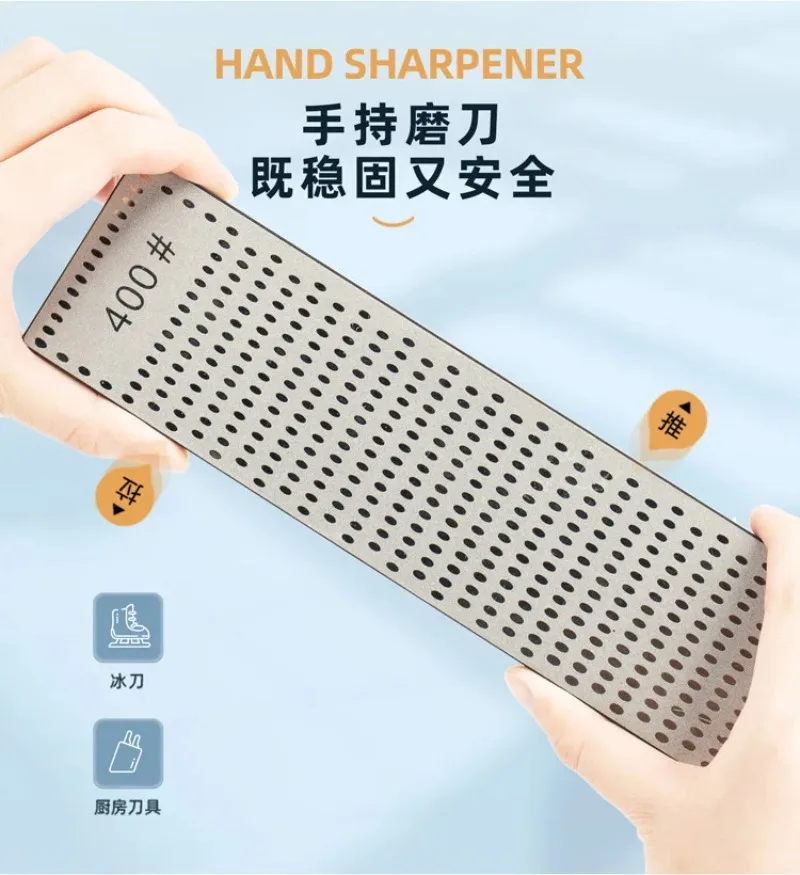New 400# & 1200# 2 Sides Diamond Ice Skate Blade Sharpener Whetstone Dual Sides Knife Sharpener