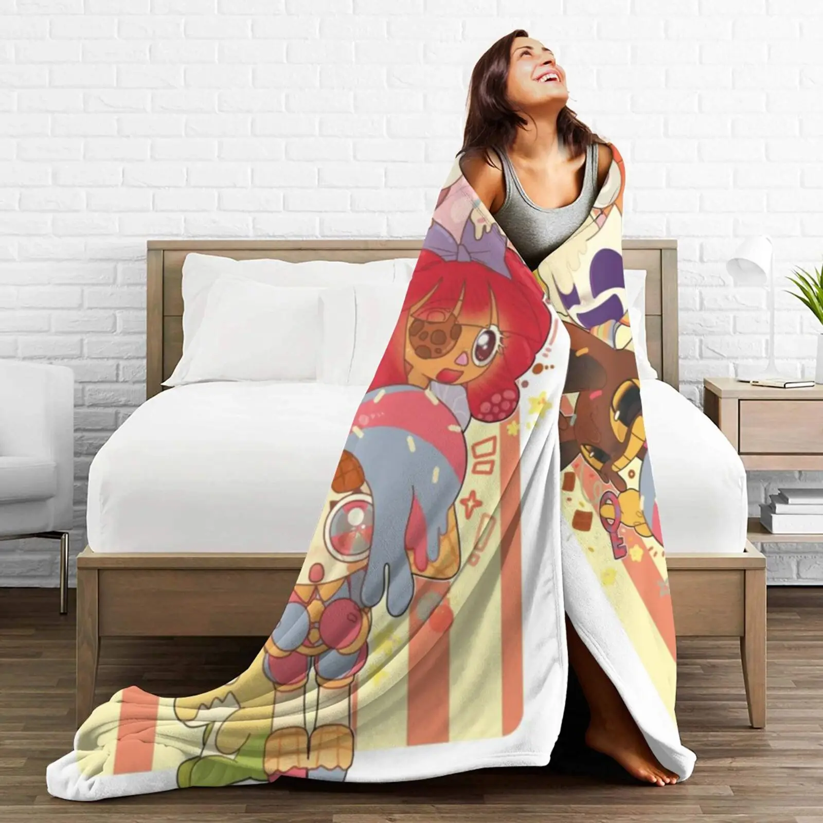 ألعاب كرتونية السيرك المذهلة بطانية رقمية ناعمة لجميع المواسم دافئة من الفلانيل رمي البطانيات لحاف غرفة النوم للبنين والبنات