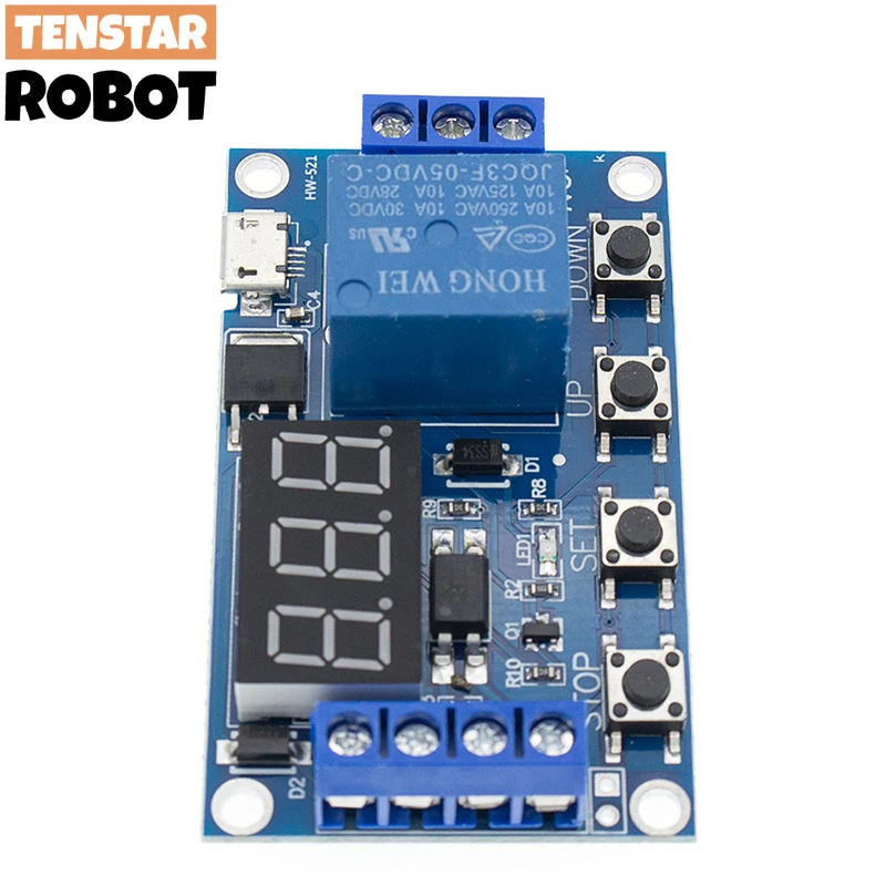 DC 6-30V supporto Micro USB 5V Display a LED automazione ciclo ritardo Timer interruttore Off ritardo relè 6V 9V 12V 24V