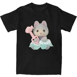 Gray Wolf With Fish T Shirt Male Calicoed Crittered Classic Cotton T-Shirts Beach O-Neck Harajuku Tee Shirt Oversize Clothing