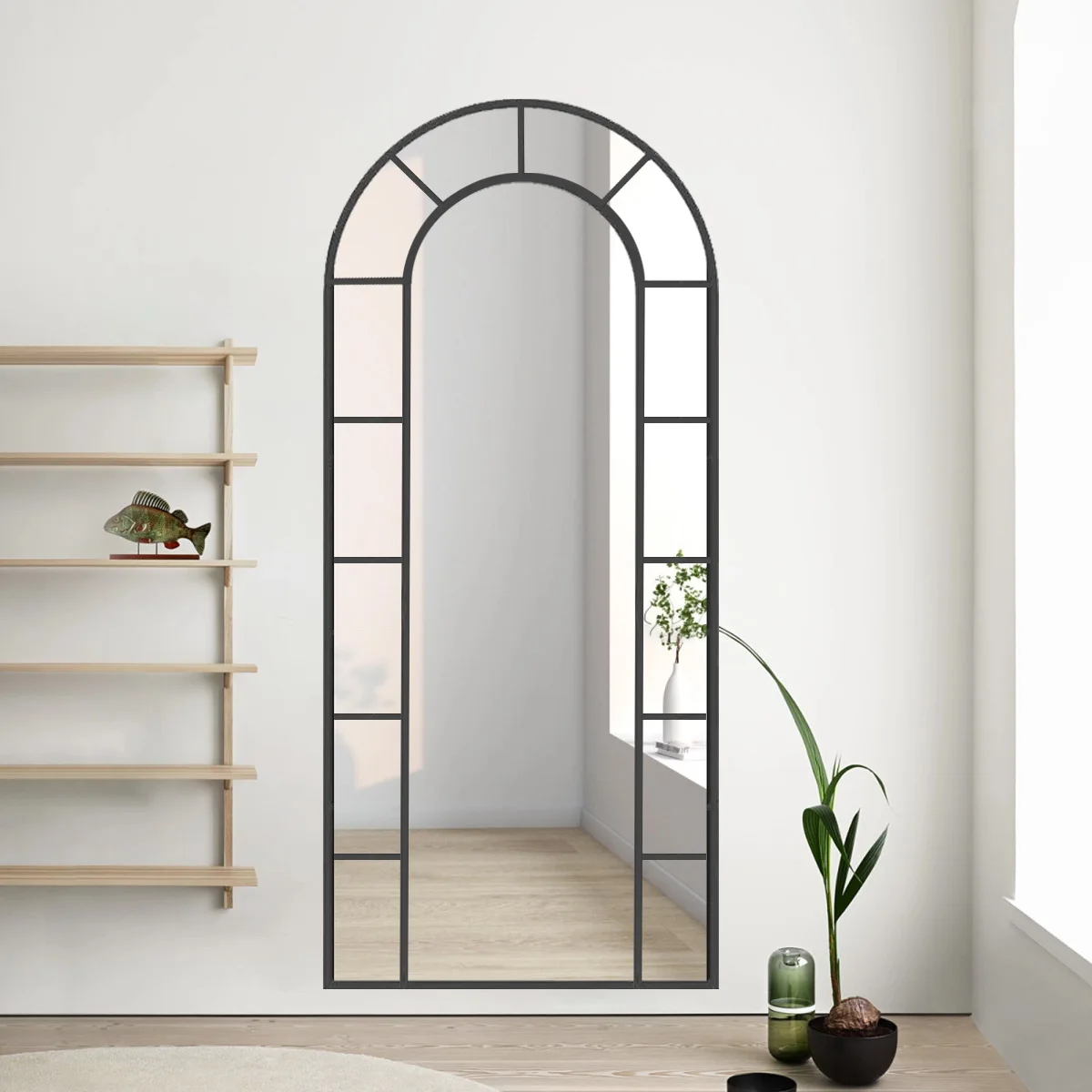 Retro decorative mirror old wall-mounted mirror living room false window wall-mounted mirror
