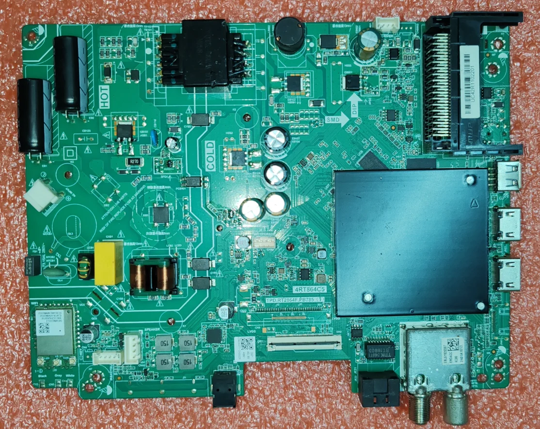 

4RT864C5 TPD.RT2864F.PB785(T) LEDWiFi TV motherboard, physical photo, tested for 36--41V 48W