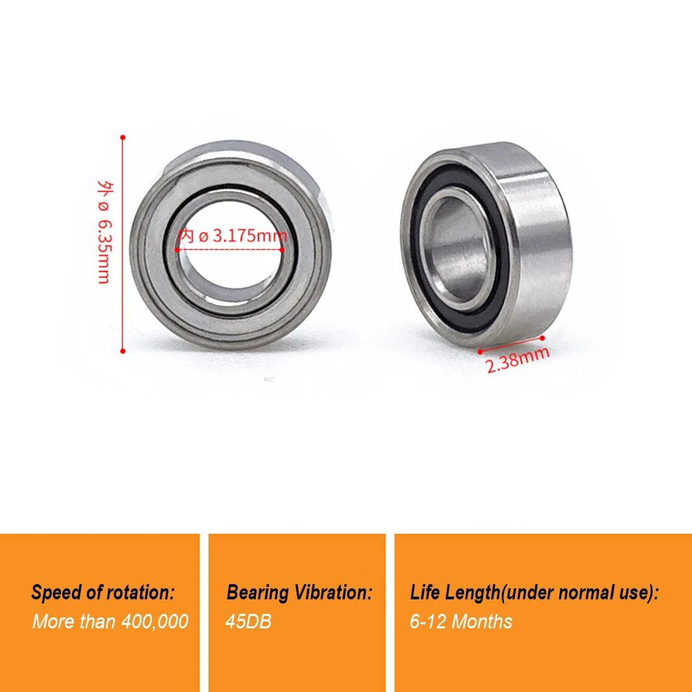 10Pcs NSK High-speed Dental Turbine Handpiece Bearing Universal Model SR144TLZN 3.175x6.35x2.38mm Cartridge Ceramic Ball Bearing