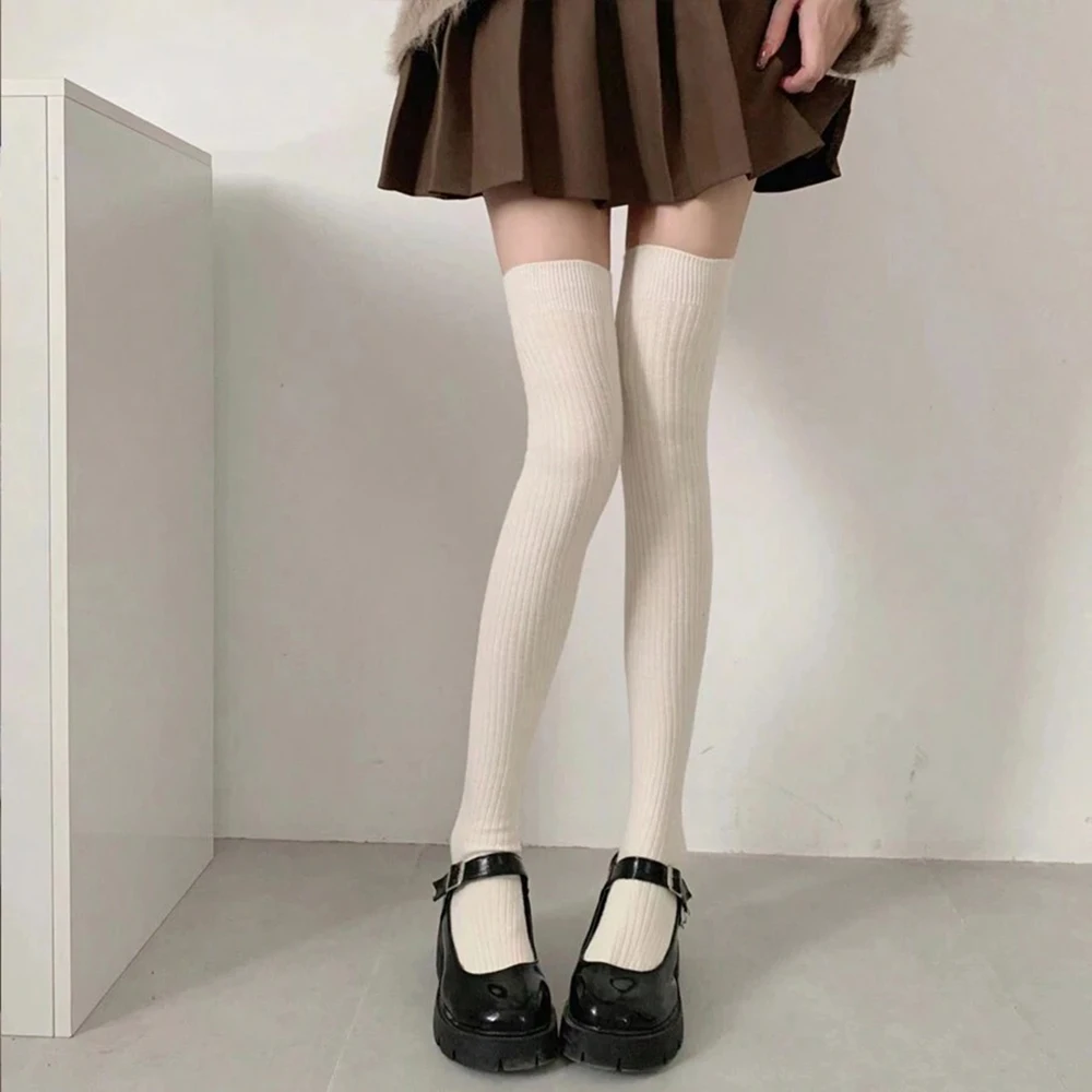 1/2/3Pairs Damen Kniehohe Strümpfe Mädchen Klassisch Gestreift JK Lolita Lange Enge Socken Baumwolle Solide Bequeme Strümpfe Herbst – Detail 3