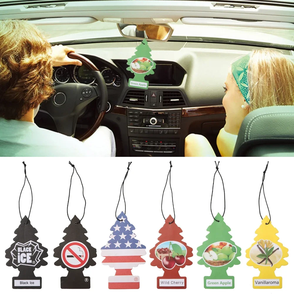 Car Air Freshener Natural Fiber Cotton Paper Auto Hanging Vanilla Perfume Fragrance Tree Shape Car Accessories Interior