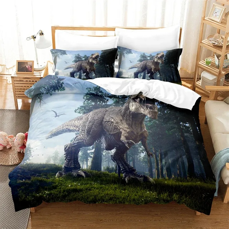 

Dinosaur Duvet Cover Twin Microfiber 3D Animal Comforter Cover Jurassic World Park Dinosaur Bedding Set For Kids Teens Boys Room