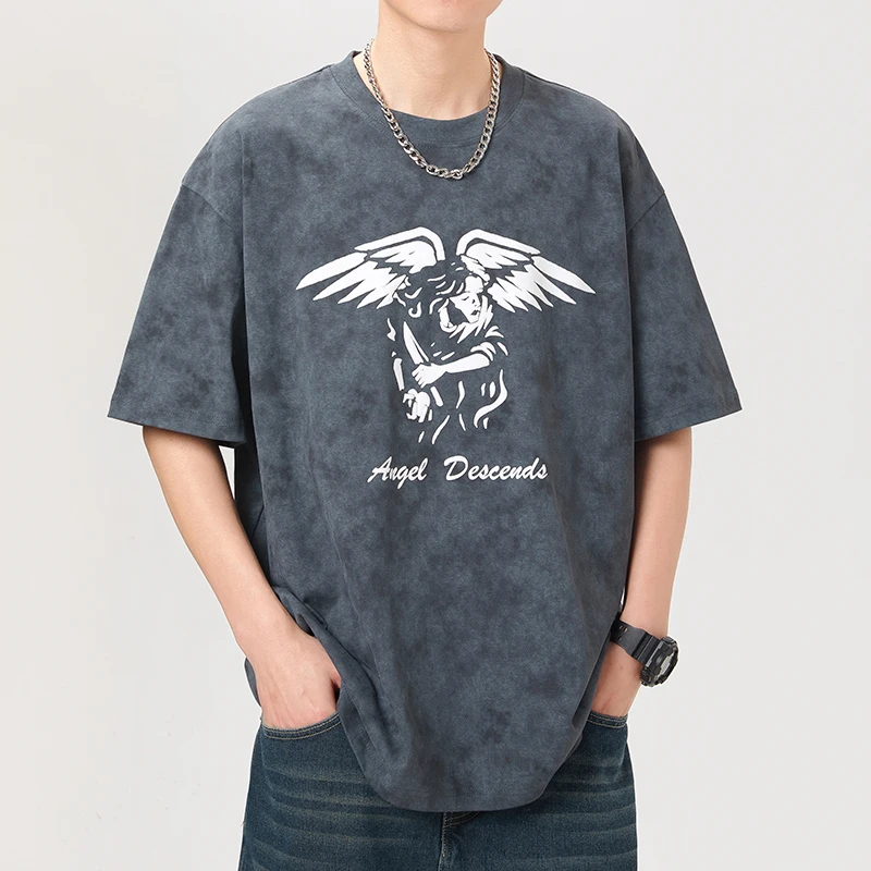 

SL9810 American tide high density knitted loose casual fashion trend versatile men's T short-sleeved personalised printing
