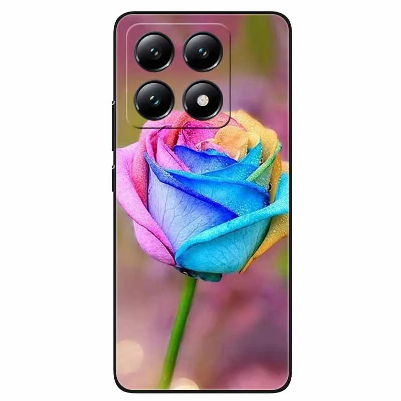 Phone Cover for Xiaomi 14T Pro Case Flowers Printing Silicon Soft TPU Coque for Xiaomi 14T Back Shells Covers 14 t Black Bumpers