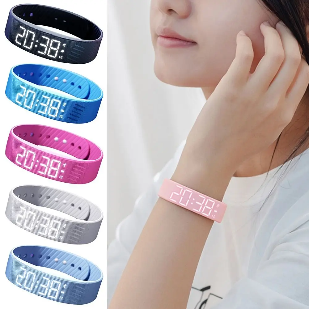 

LED Digital Alarm Clock Watch Adjustable Snooze-proof Fitness Wristbands with Running Pedometer Waterproof Vibrating Alarm