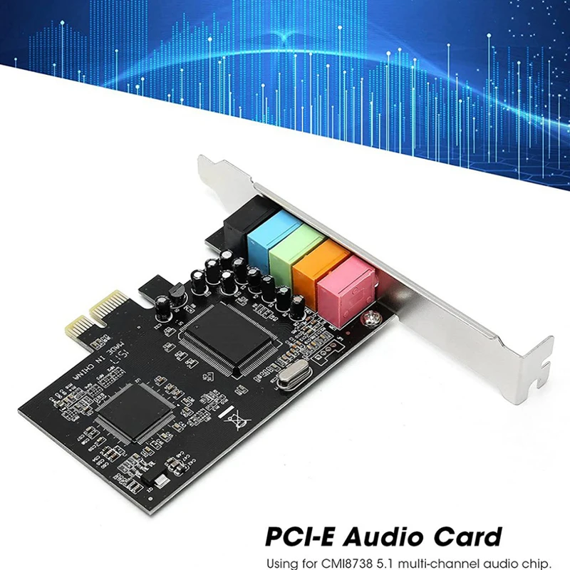 PCI-E 5.1 Sound Card Computer PCIE 5.1 Channel 3D Audio 6 Channels 3D Games Music Digital Sound Card PCI Express 5.1 CH 24Bit