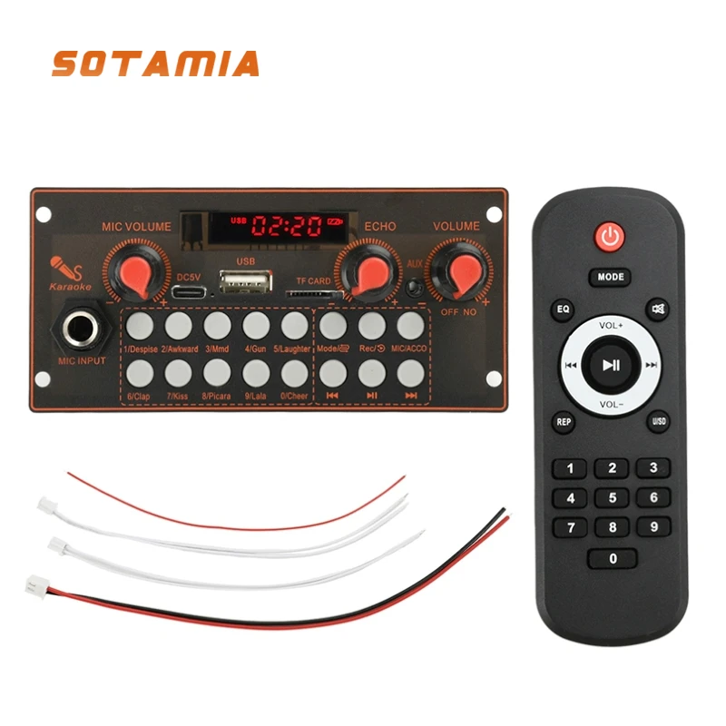 SOTAMIA DC5V Bluetooth MP3 Decoding Power Amplifier Dual-channel Lossless Function Audio with Microphone Function 2*10W Power