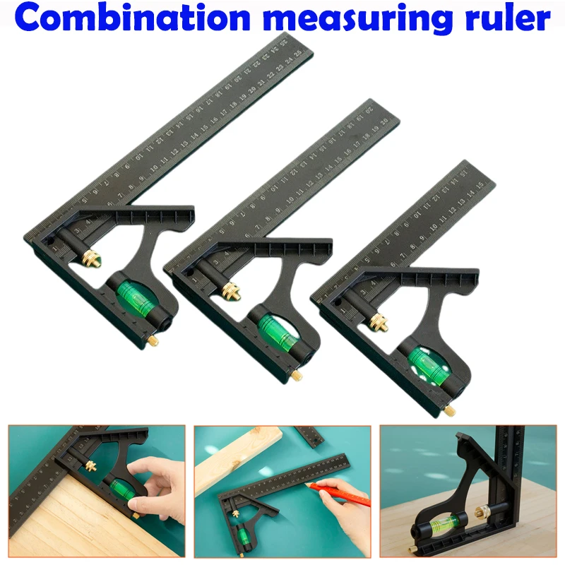 

150/200/250mm Multifunctional Combination Movable Ruler Protractor Angle Ruler Level Aligner Inclinometro Woodworking Tools