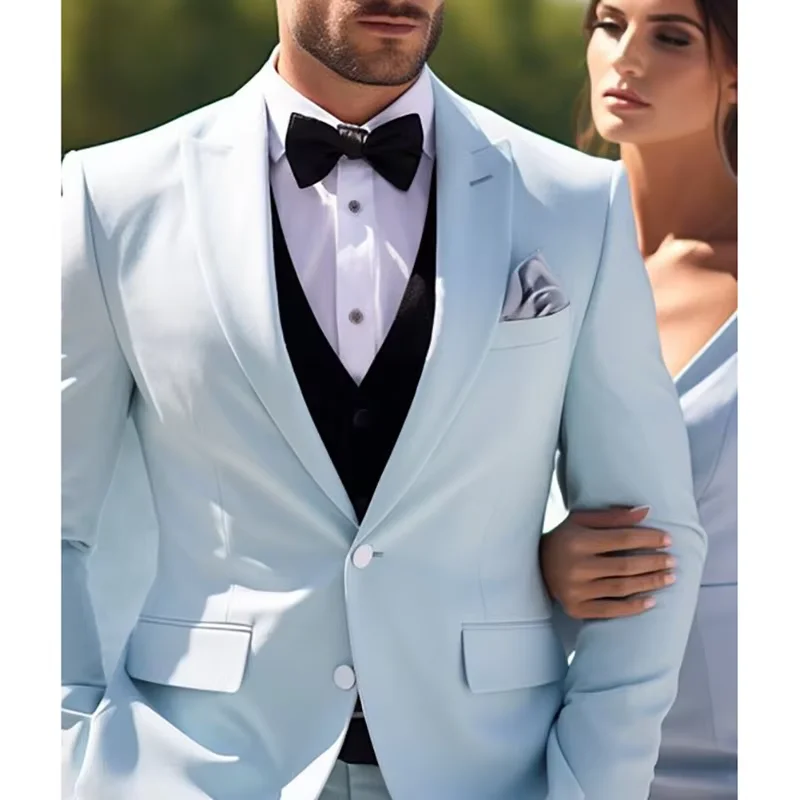 

Customized 3 Piece Jacket Pants Vest Men's Suits Formal Wedding Single Breasted Peak Lapel Customized Male Clothing 2025