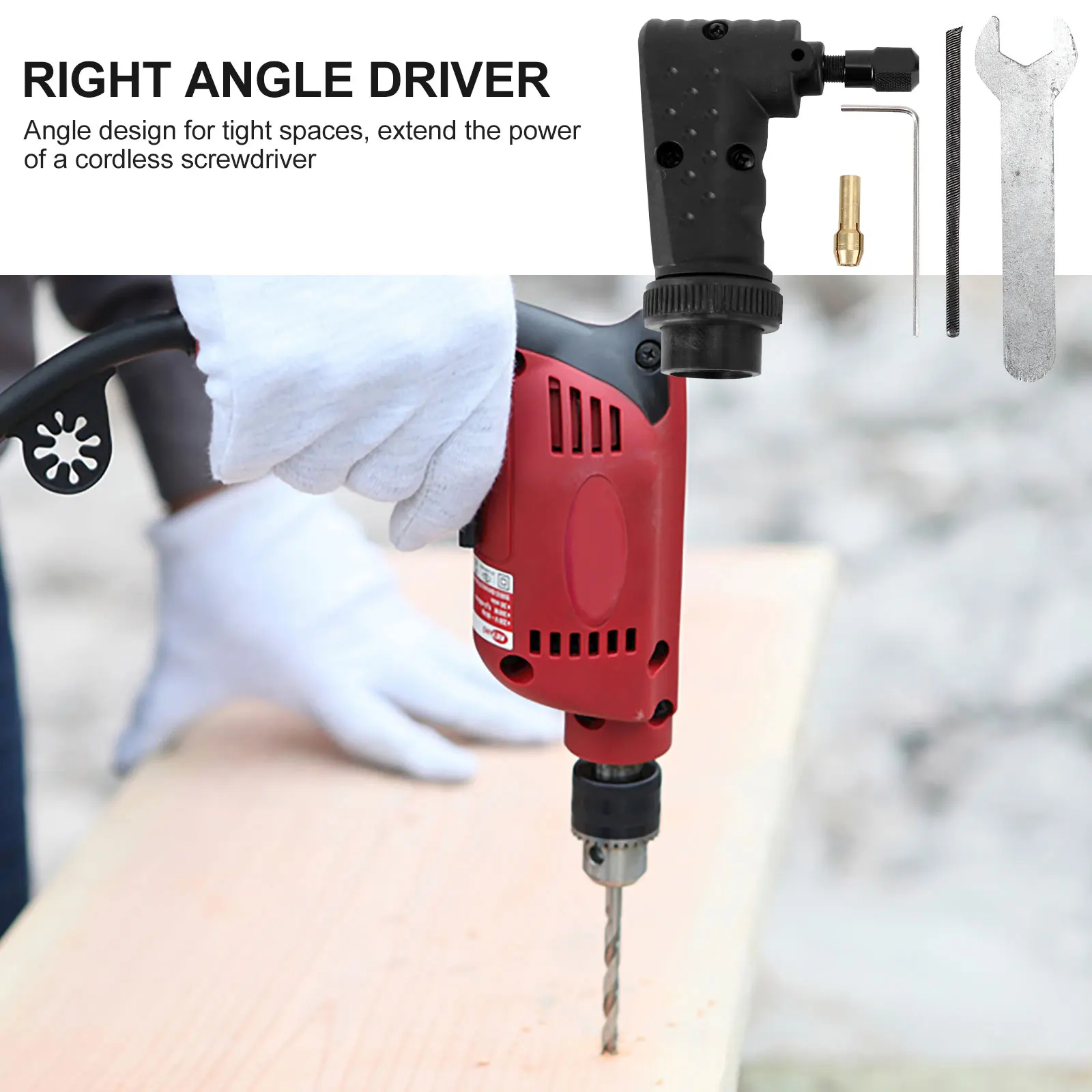 

Right Angle Drill Adapter Electric Tool Angled Screwdriver Durable Spiral Gears Smooth Operation For Tight Spaces