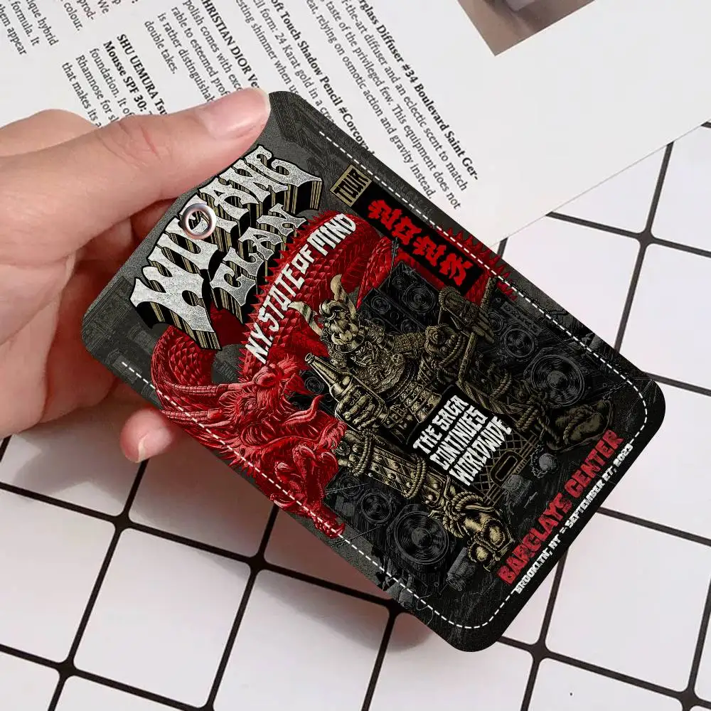 WU-T--TANG CLAN الفرقة 1 قطعة حافظة بطاقات الوصول حافظة بطاقات جلدية المفاتيح حلقة رئيسية باب الوصول العلامات حافظة بطاقات الهوية المفاتيح